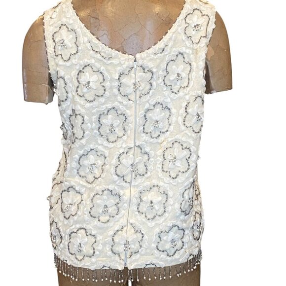 VTG 60s 70s Beaded Sleeveless Top Lambswool Angora Blend Sz 16 #240J - Picture 4 of 12